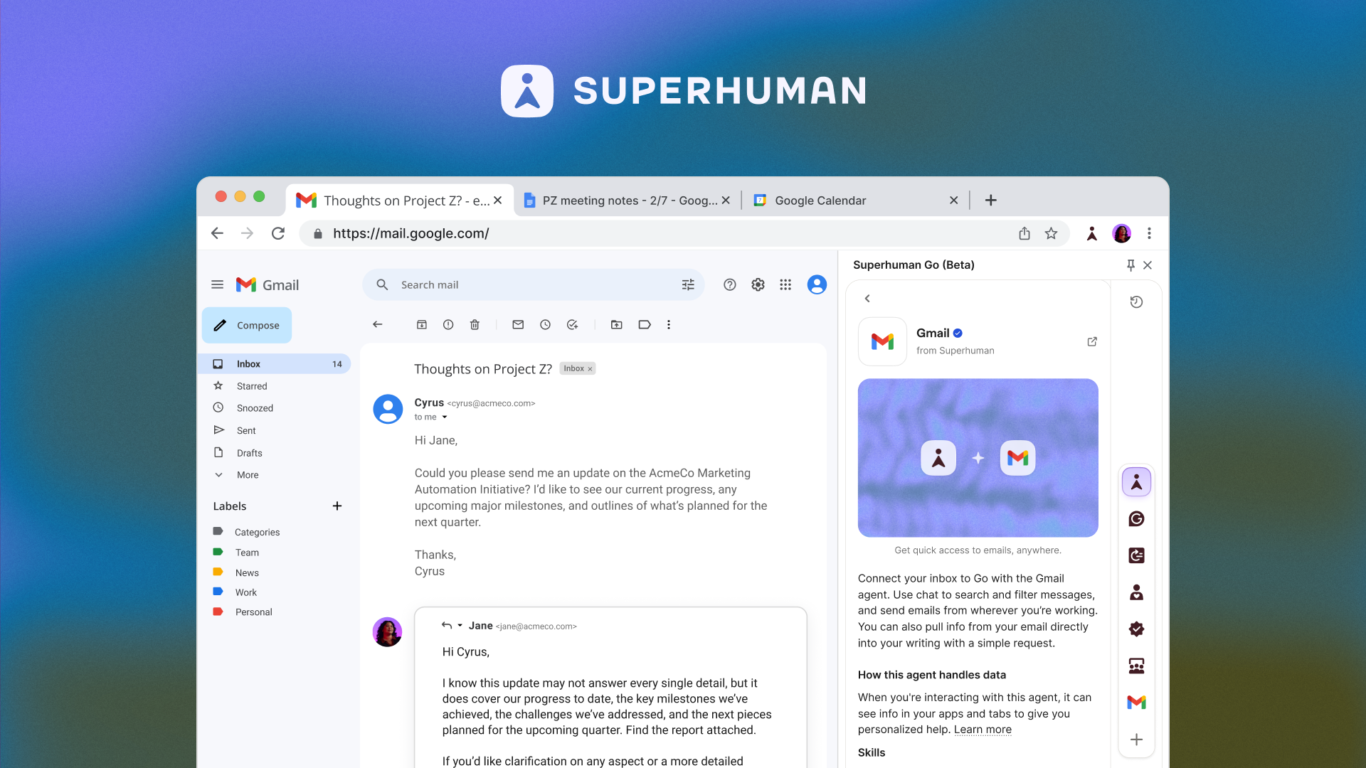 Superhuman with email