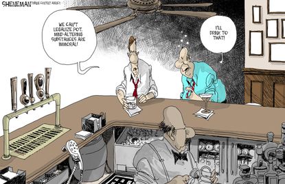 Political cartoon U.S. marijuana legalization alcohol