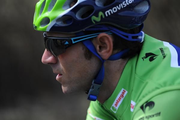 Alejandro Valverde (Movistar) wears the green jersey at Paris-Nice on stage 4