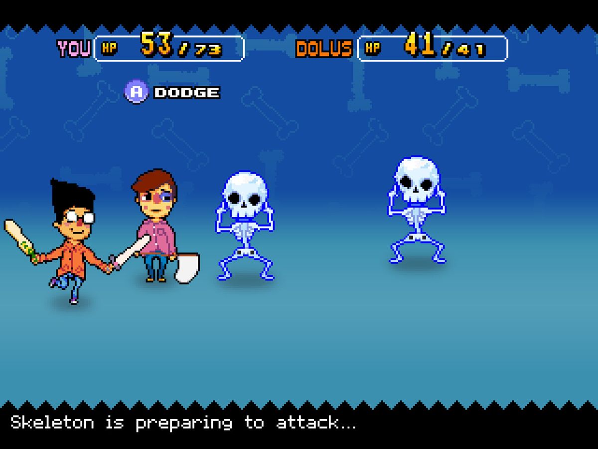 Pixel-art screenshot from indie RPG knuckle sandwich