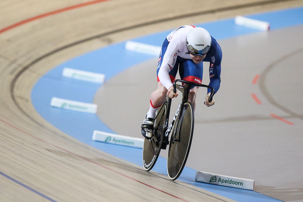 Jack Carlin of Great Britain competes in Men`s sprint qualifying during the UCI Track Cycling World Championships