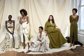 Models at a Mara Hoffman presentation wearing pieces from a Mara Hoffman collection