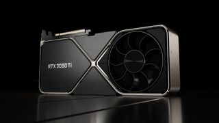 The Nvidia GeForce RTX 3090 Ti on a black background.