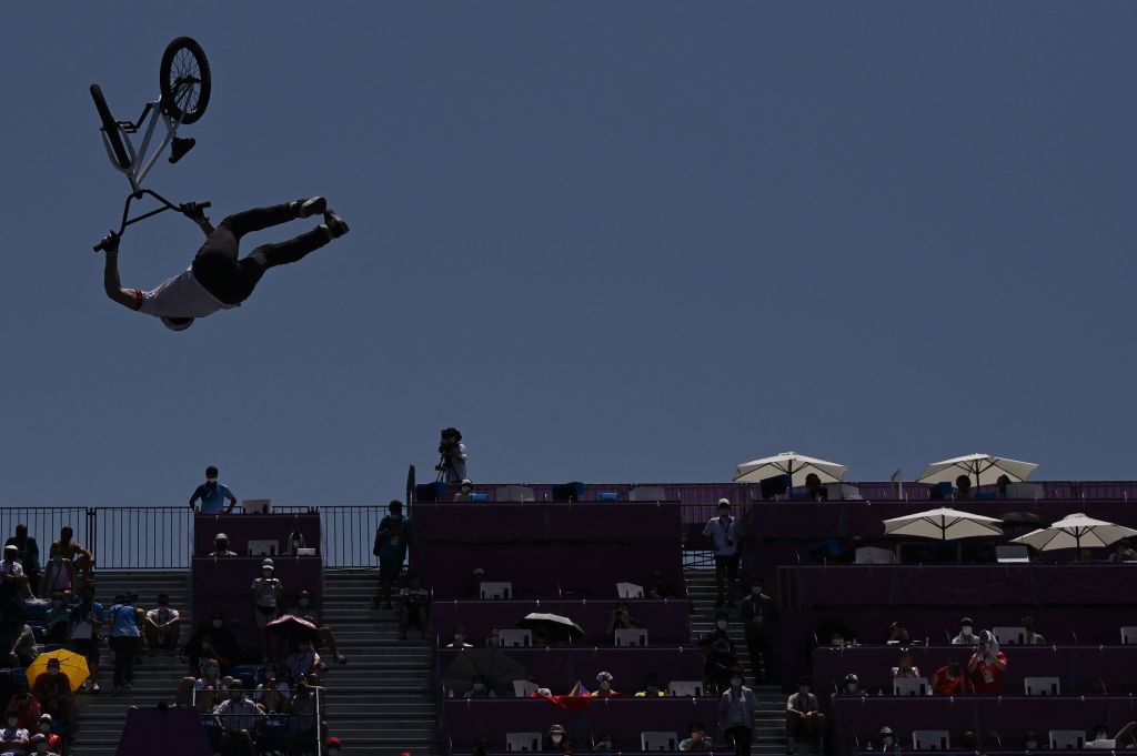 Costa Ricas Kenneth Tencio Esquivel competes in the cycling BMX freestyle mens park final at the Ariake Urban Sports Park during the Tokyo 2020 Olympic Games in Tokyo on August 1 2021 Photo by Jeff PACHOUD AFP Photo by JEFF PACHOUDAFP via Getty Images