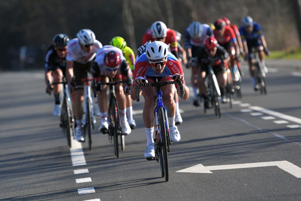 KUURNE BELGIUM FEBRUARY 28 Niccolo Bonifazio of Italy and Team Total Direct Energie during the 73rd Kuurne Bruxelles Kuurne 2021 a 197km race from Kuurne to Kuurne KBK21 KuurneBrusselKuurne on February 28 2021 in Kuurne Belgium Photo by Luc ClaessenGetty Images