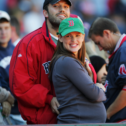 Ben Affleck and wife Jennifer Garner, who's expecting their first child, are on hand to cheer on the Boston Red Sox during a game against the New York Yankees at Fenway Park