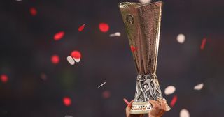 Players of Atletico Madrid lift the UEFA Europa League trophy during the UEFA Europa League Final between Olympique de Marseille and Club Atletico de Madrid at Stade de Lyon on May 16, 2018 in Lyon, France.