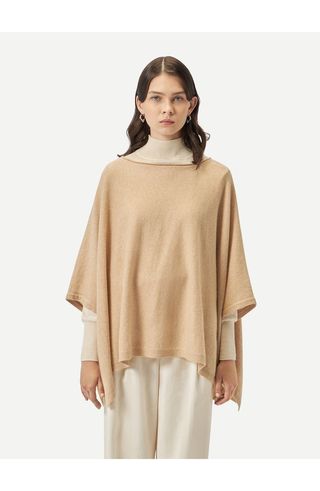 Organic Color Cashmere Boat-Neck Poncho