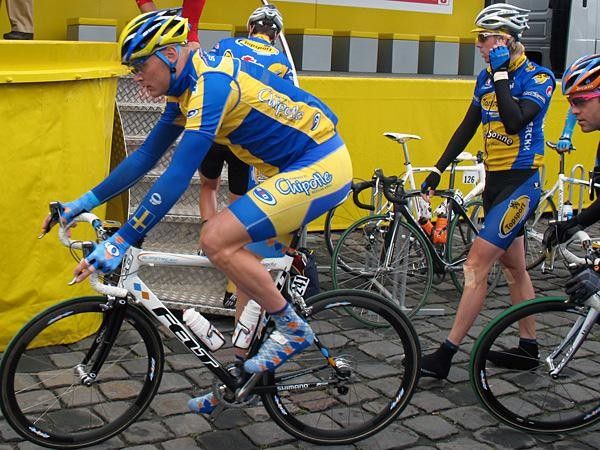 Former winner Magnus Backstedt was wearing camouflage colours to slip past the press in Compiegne.