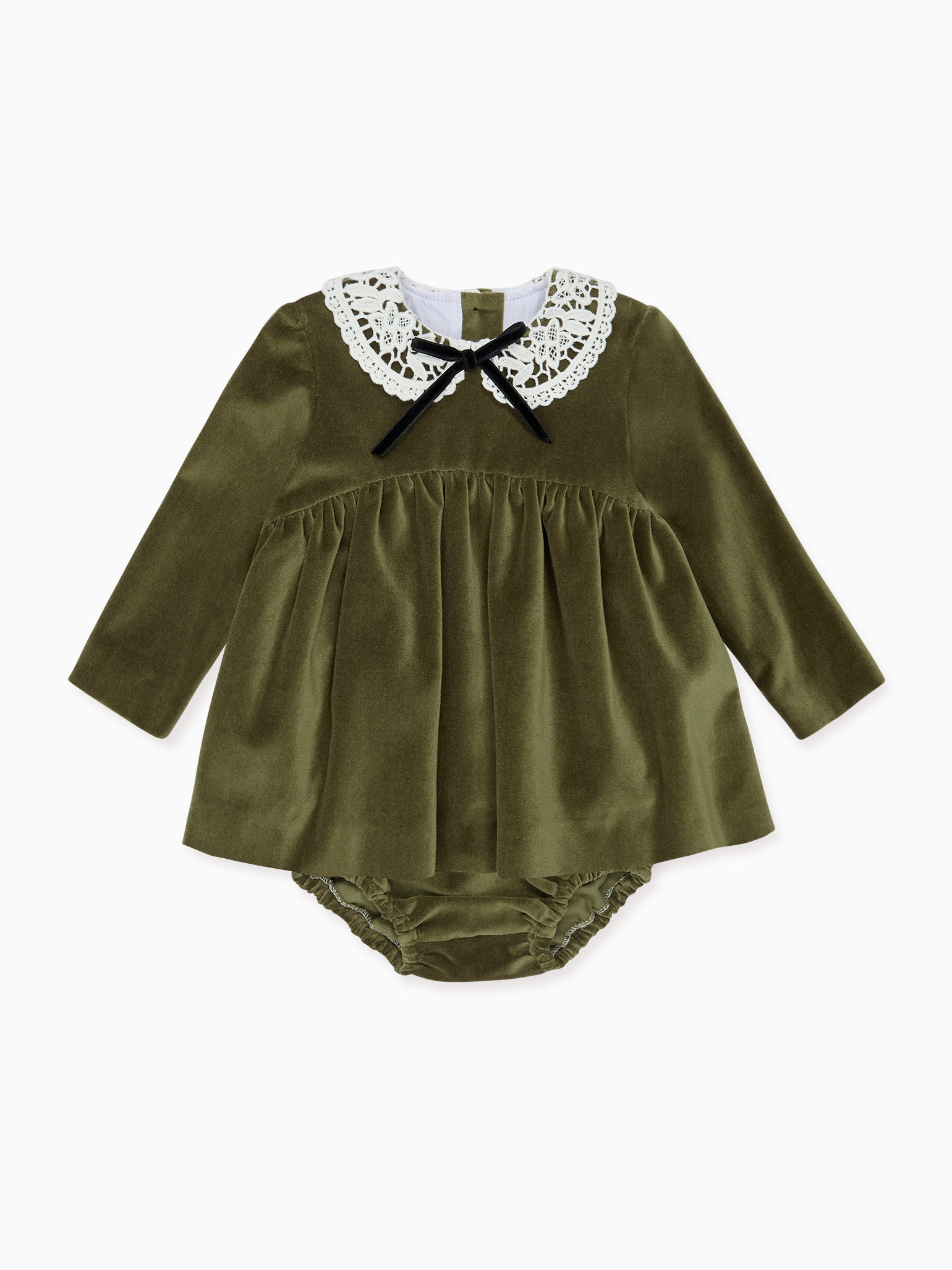 Green Antonella Velvet Baby Girl Set