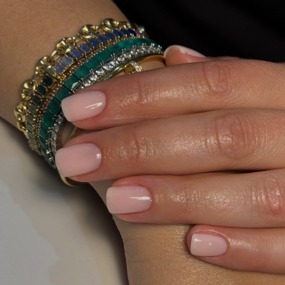 A natural-looking, square shaped manicure