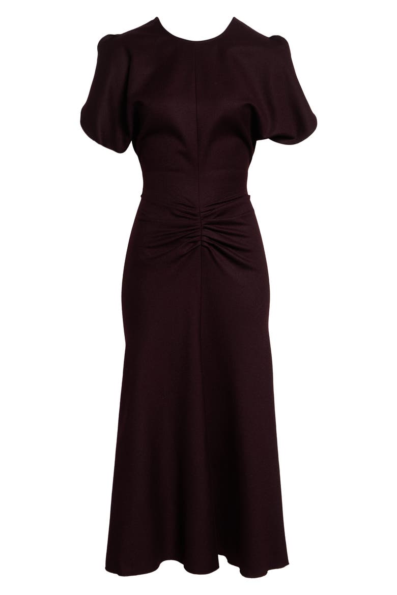 Bela Ruched Wool Midi Dress