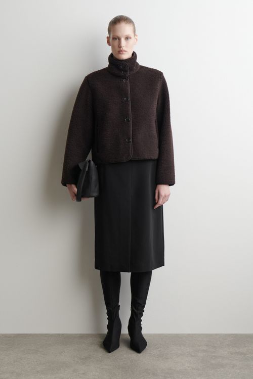 Mock-Neck Teddy Jacket