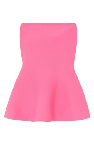 Adam Lippes Strapless recycled-knit peplum top