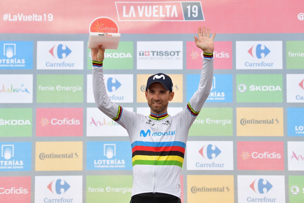 Alejandro Valverde on the podium