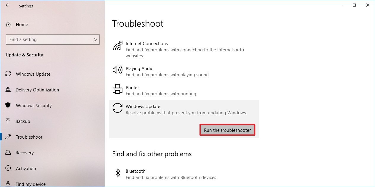 Windows Update troubleshooter