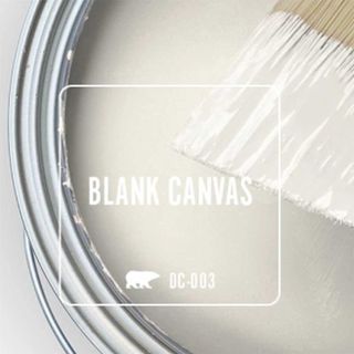 Paint tin of Behr's Blank Canvas shade of white to support teh quiet luxury color palette