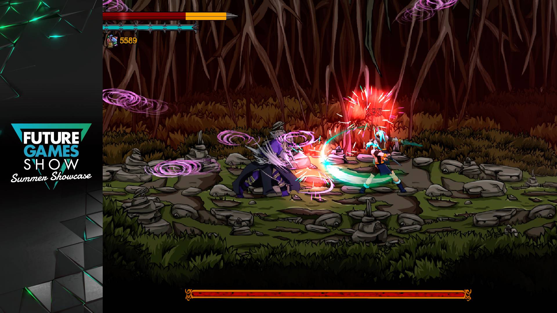 Barbarian Saga: The Beastmaster duel screenshot with Future Games Show Summer Showcase 2026 logo