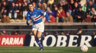 PARMA, ITALY - 29 NOVEMBER 1992: Roberto Mancini of UC Sampdoria in action during Serie A match between Parma and Sampdoria played at Stadio Ennio Tardini in Parma
