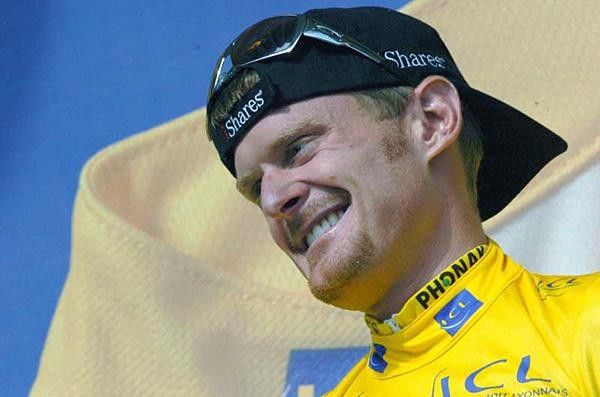 Floyd Landis (Phonak) grins in yellow
