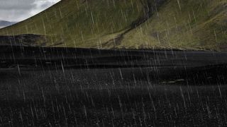 mountain with rain