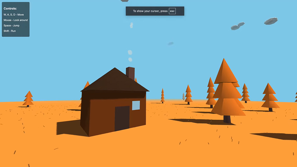 A 3D render of a cabin in wood created in Blender using AI