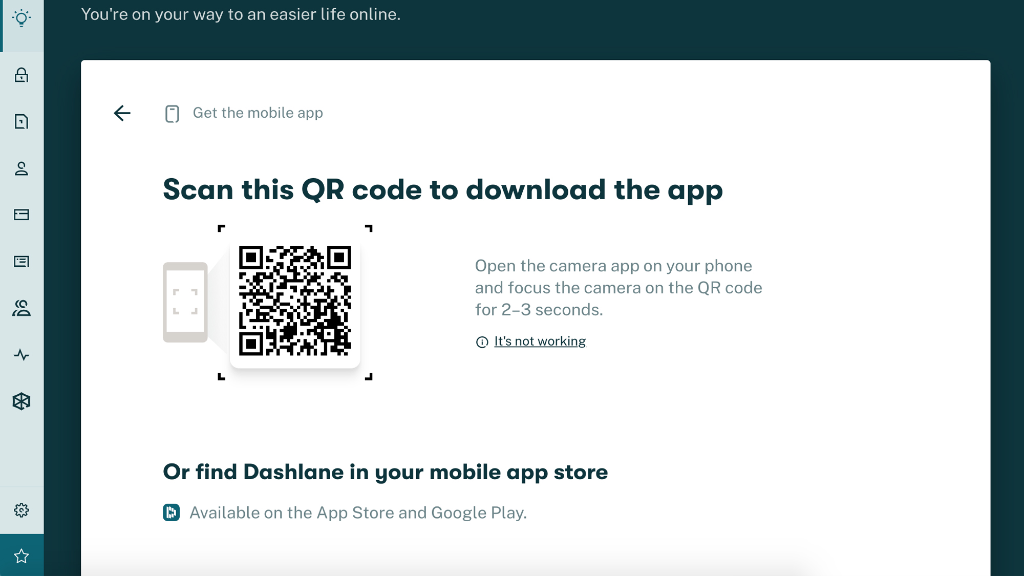 Dashlane password manager QR code