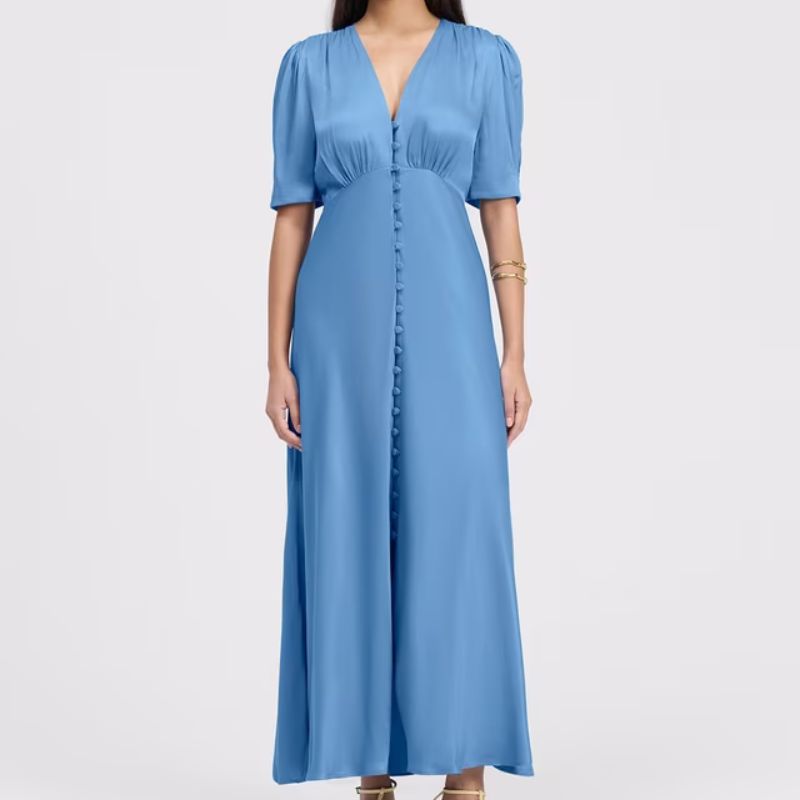 Ghost, Madison V-Neck Satin Midi Dress