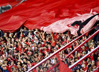 Independiente fans ahead of a game against Boca Juniors in July 2023.