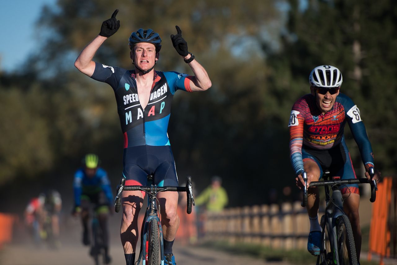 Garry Millburn sprints to victory on Day 2 of the US Open of Cyclo-cross.