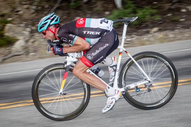 Jens Voigt (Radioshack) did everything he could to hold onto his lead on the descent.