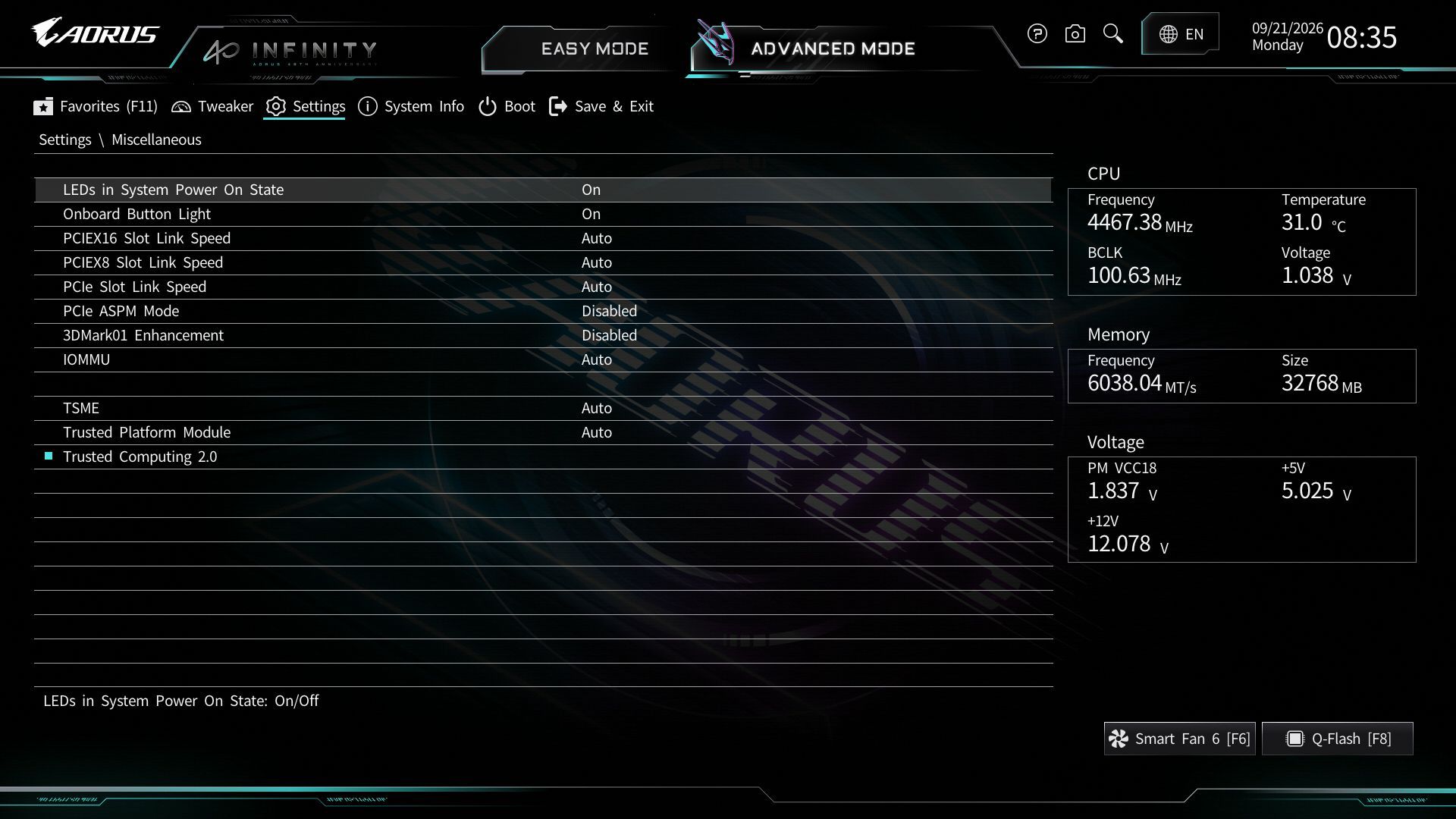 Gigabyte X870 Aorus Infinity - BIOS images