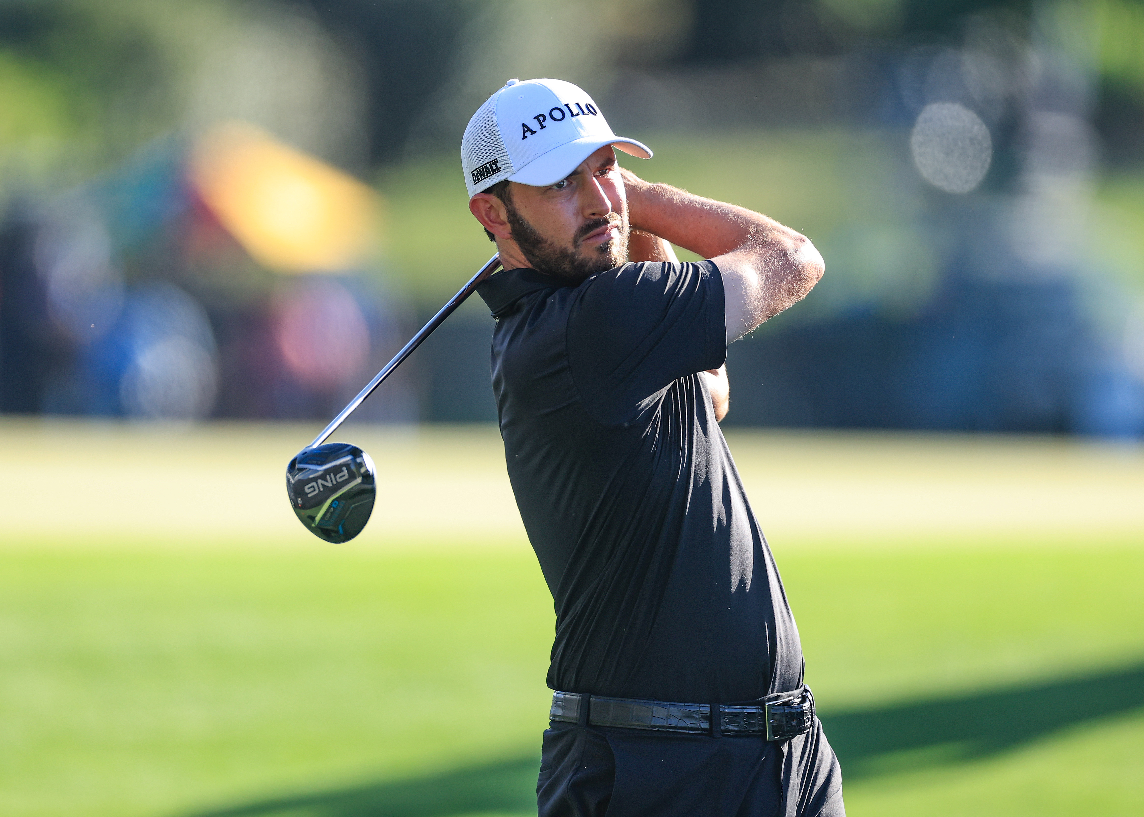 Patrick Cantlay hits a driver off the tee