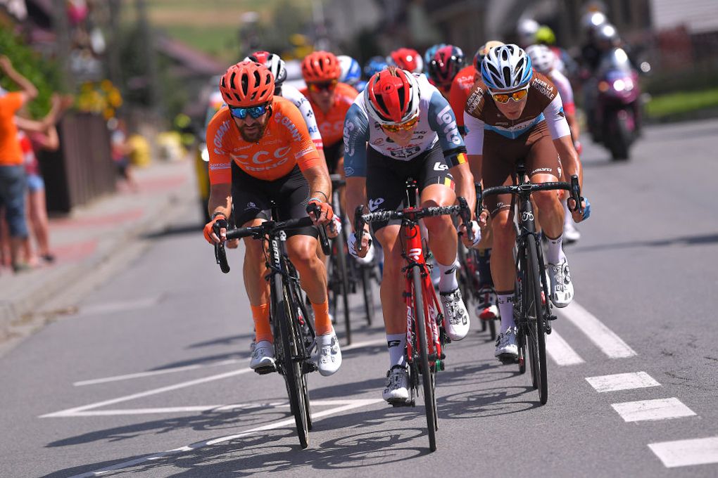 Carl Fredrik Hagen, Clement Chevrier and Simon Geschke on the front during stage 7 at the Tour de France
