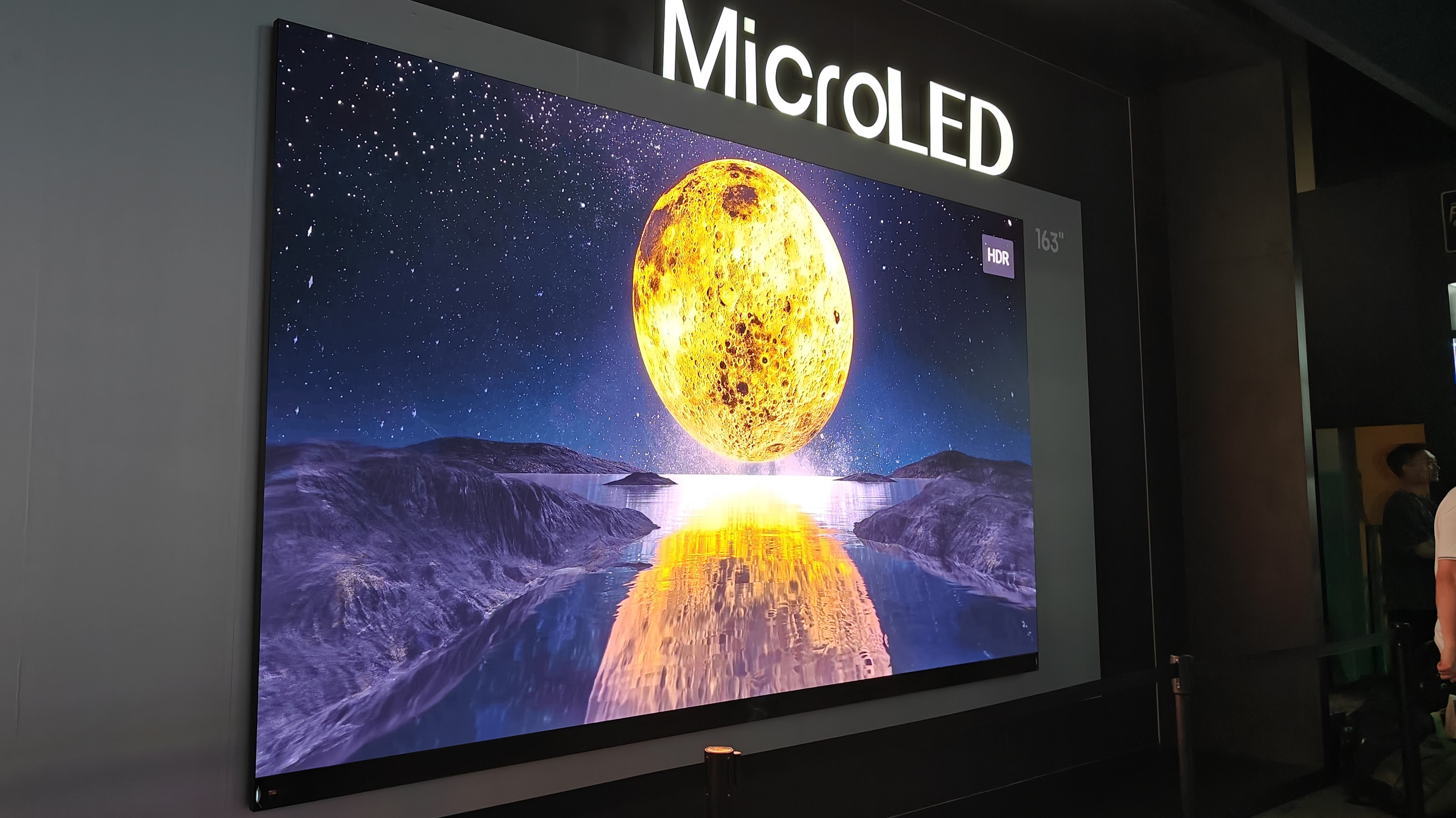 Hisense 163-inch TV with an image of the moon