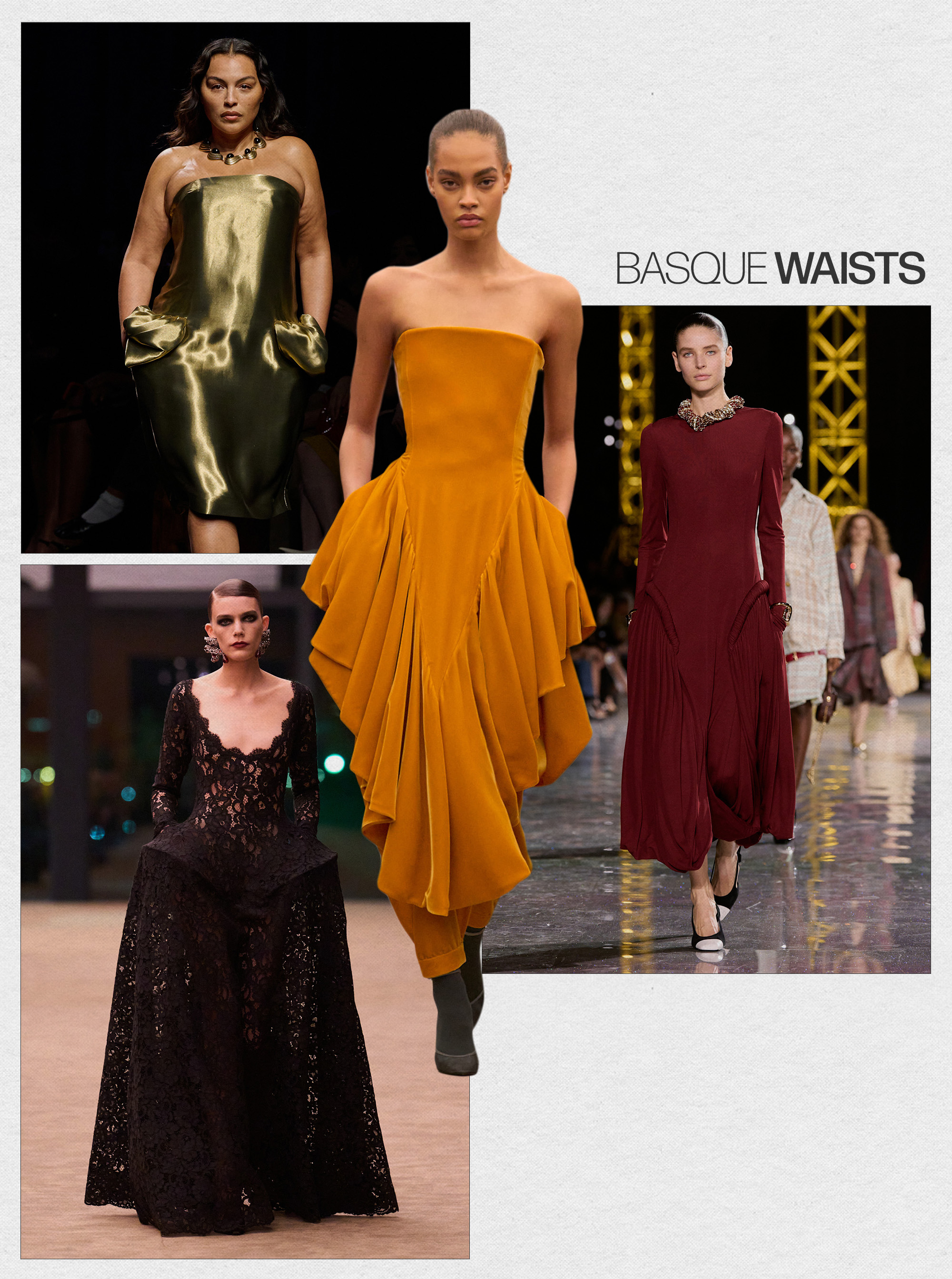 a collage of fall/winter 2026 runway images featuring the top dress trends