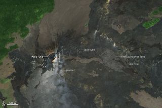This false-color-image shows the most recent pahoehoe lava flow.