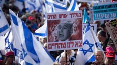 A protest against Israeli Prime Minister Benjamin Netanyahu is seen in Jerusalem
