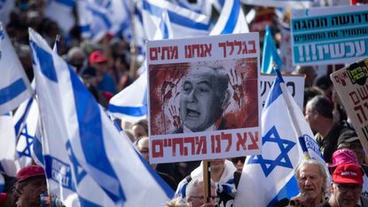 A protest against Israeli Prime Minister Benjamin Netanyahu is seen in Jerusalem