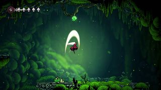 Hollow Knight Silksong Hornet trying to cut down mossberry