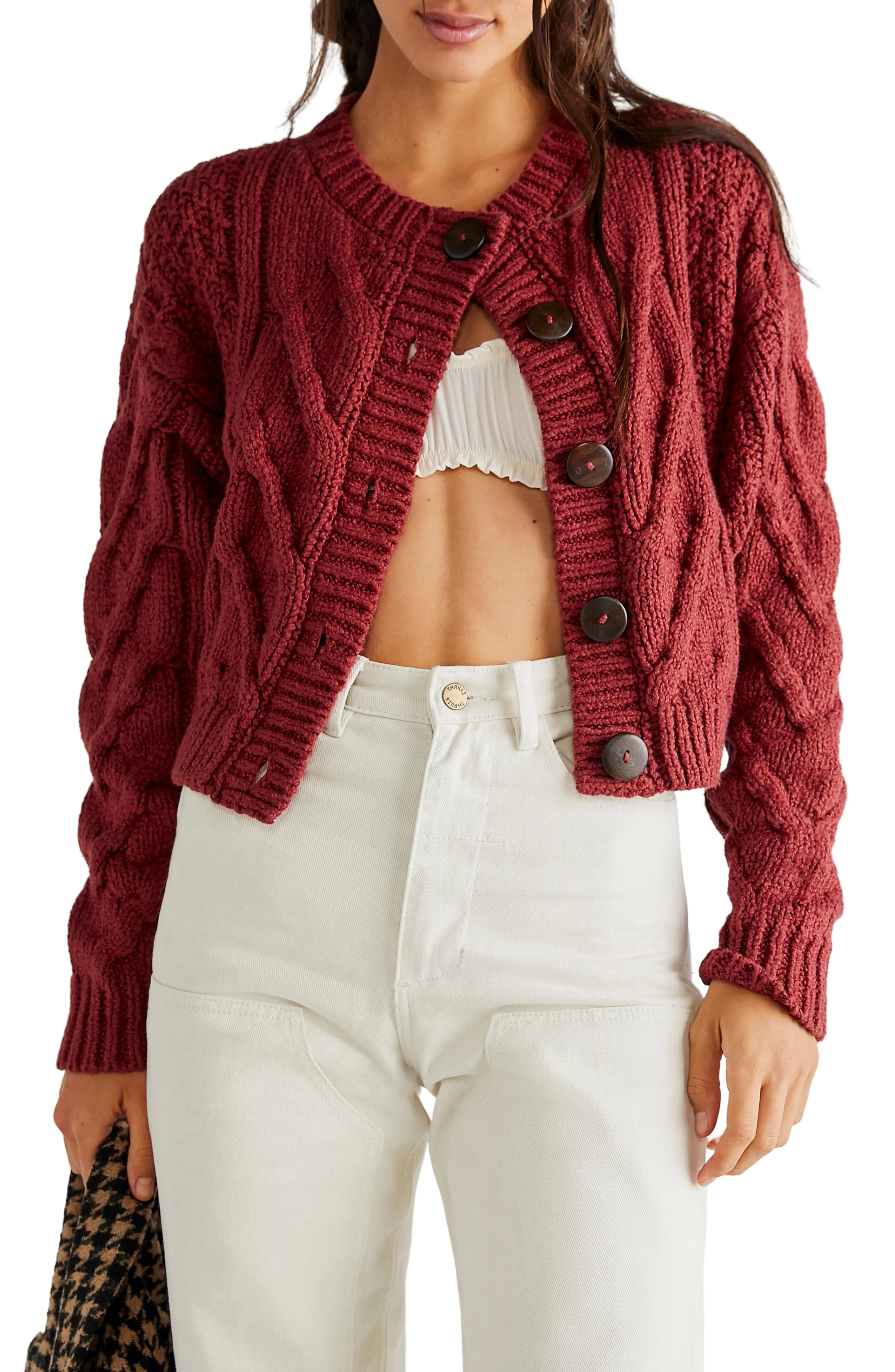 Free People, Bonfire Cable Knit Cardigan