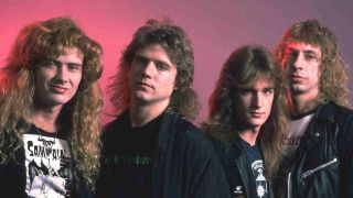 Megadeth posing for a photograph in 1986
