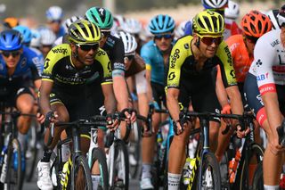 Mitchelton-Scott’s Jack Bauer (right) with teammate Tsgabu Grmay at the 2020 UAE Tour