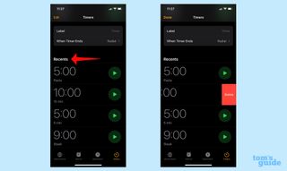 Manage your timers in the Clock app