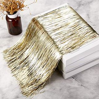 2500 Strands Christmas Tinsel Garland Decorations Tinsel Foil Fringe Icicles for Christmas Holiday Decor Birthday Home Graduation Supplies (gold)