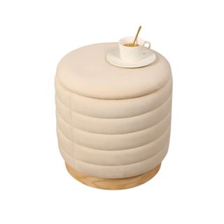 A white ribbed storage bin