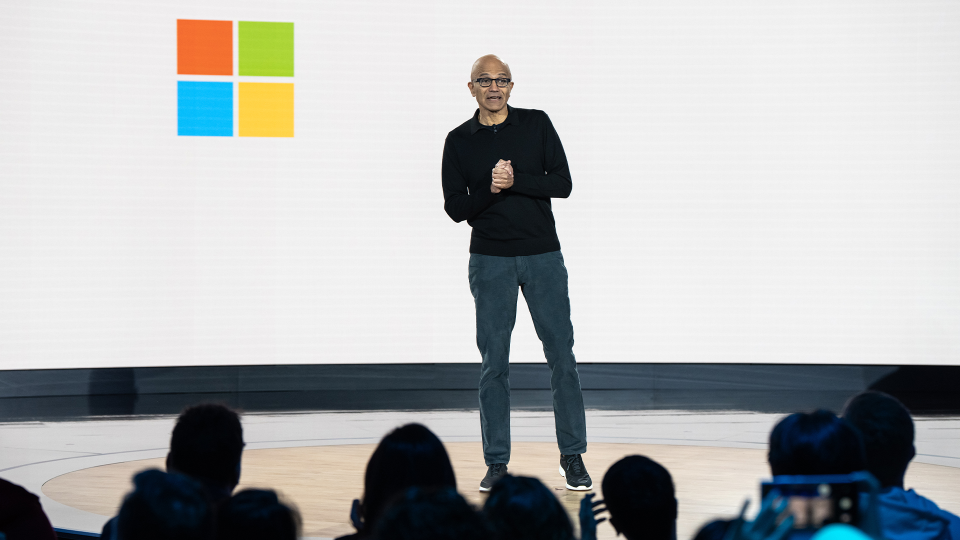 Microsoft CEO Satya Nadella speaks during an event celebrating the 50th Anniversary of Microsoft on April 4, 2025 in Redmond, Washington.