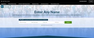 Intelius people search finder website displaying the basic search bar for finding friends or relatives.