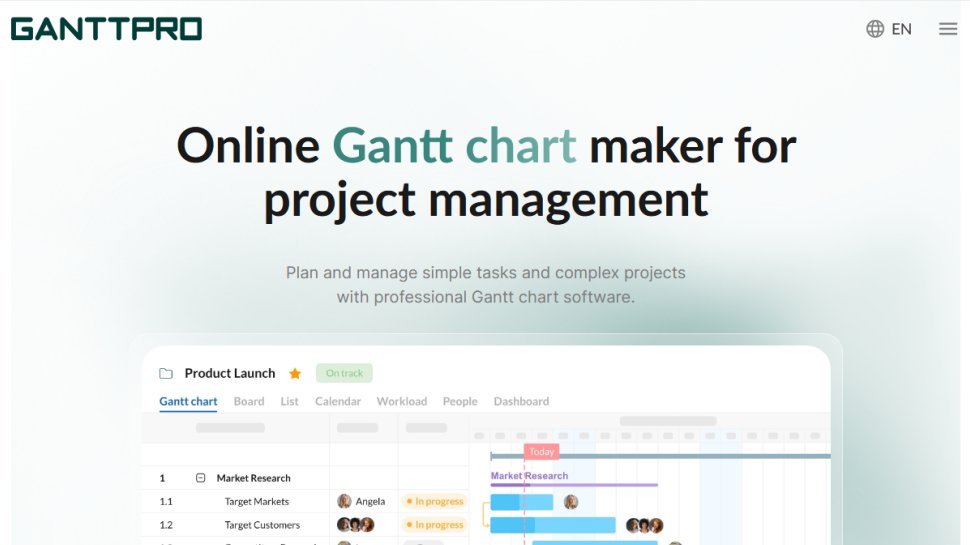 GanttPRO website screenshot (February 2026).
