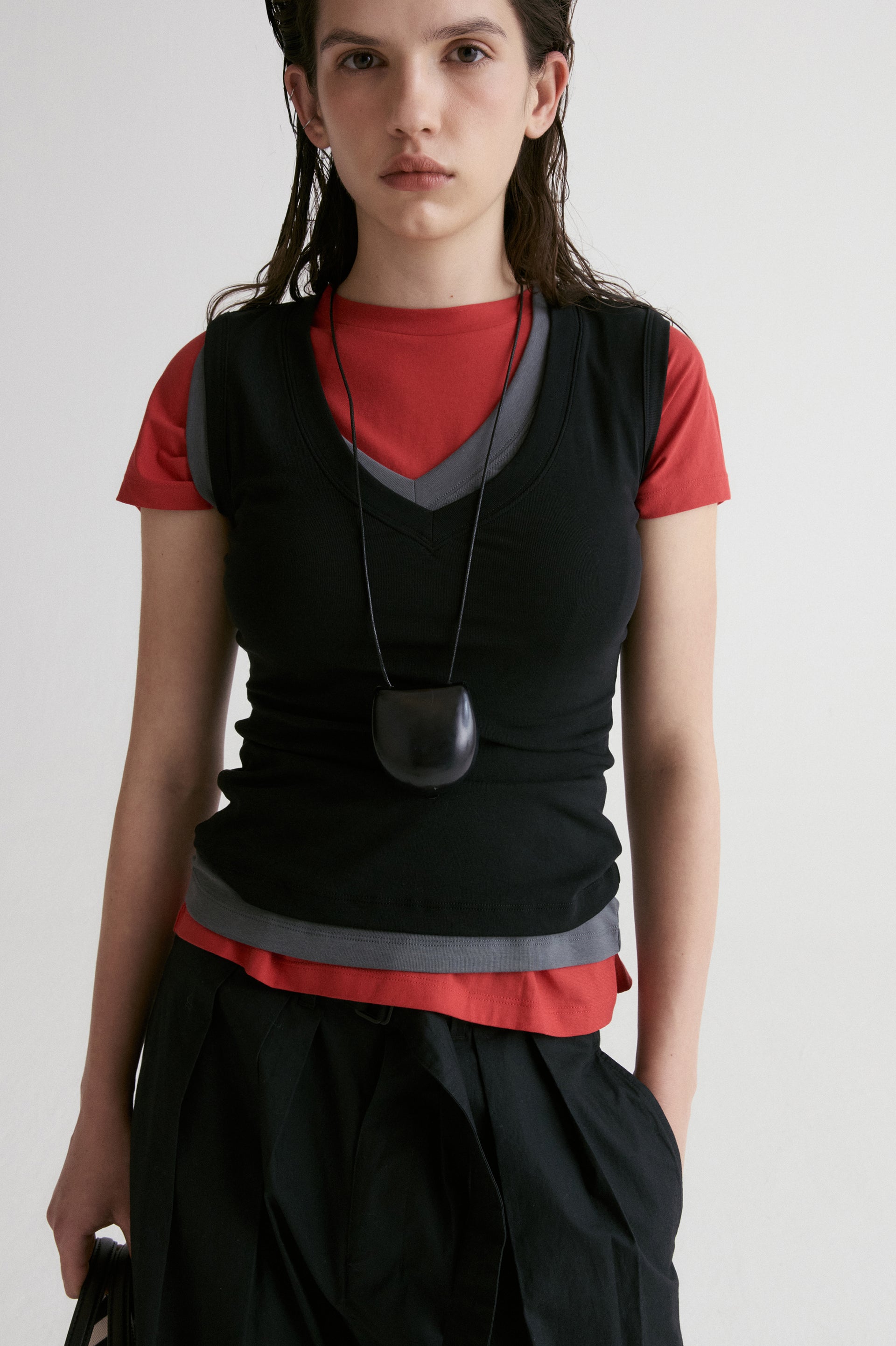 Atelier Patina Leather Necklace-Black